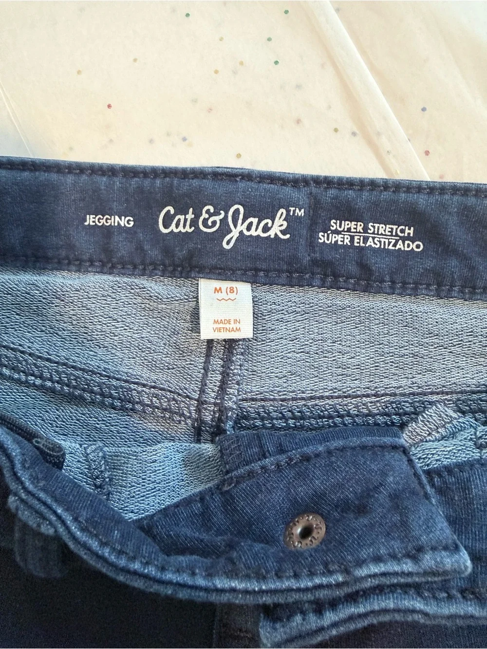 Cat & Jack Girls Super Stretch Jeggings Size M (8) Dark Wash Blue
